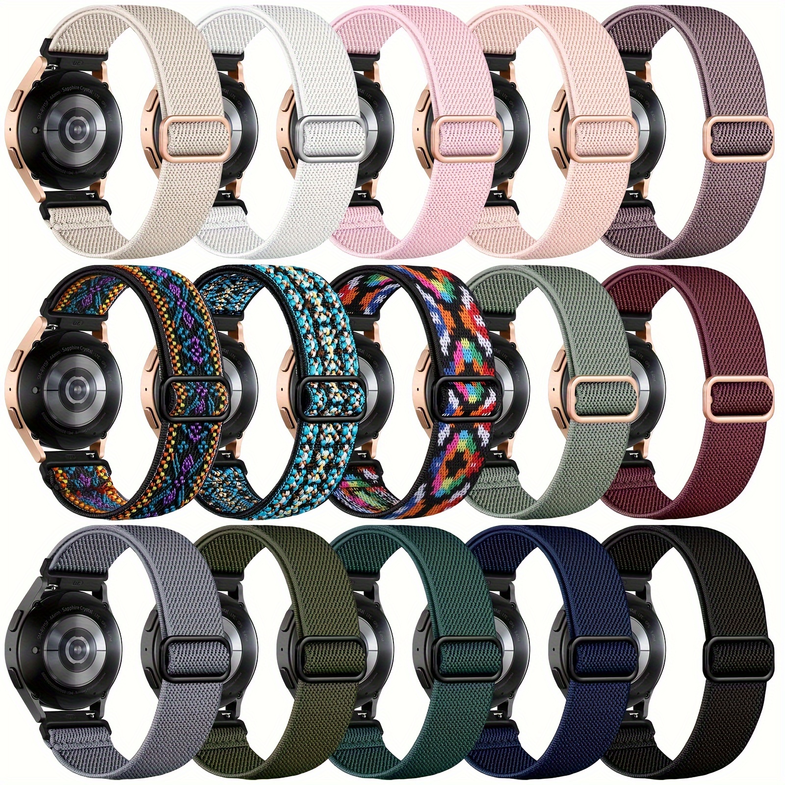 

15 Pack Bands Compatible With Galaxy Watch 4 5 6 Band 40mm 44mm/ Pro Band 45mm/watch 6 Classic/watch 4 Classic/watch 3 41mm/active 2, 20mm Soft Nylon Sport Band.