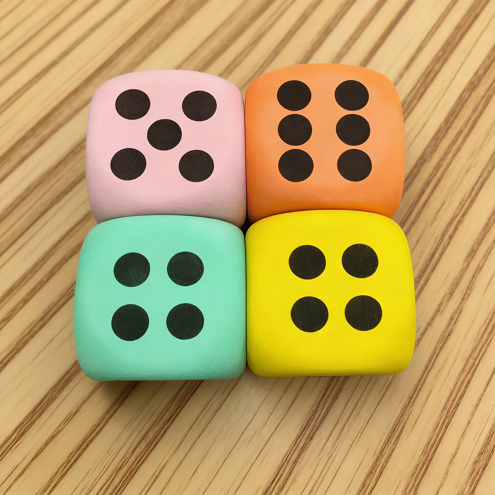 TEMU 4 Stk. große EVA-Würfel, geeignet für Partys & Brettspiele – 8 cm weiche, mehrseitige, nummerierte Würfel in zufälligen Farben, für RPG,
