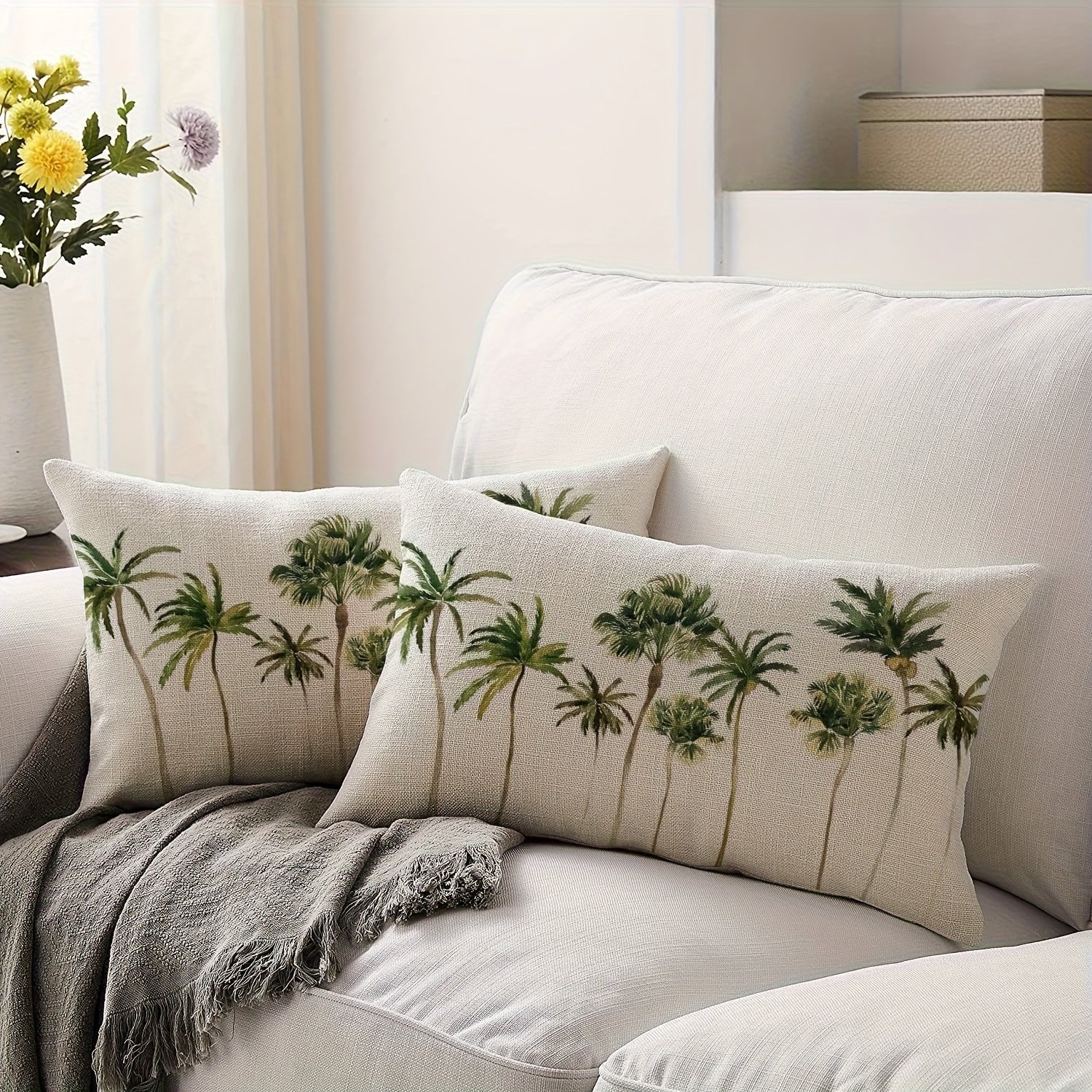 TEMU 2pcs Tree Throw Pillow Covers, 30*50cm, , Zipper Closure, Machine Washable, Single-sided Print, Suitable For Room, Living Room, Car, Etc.
