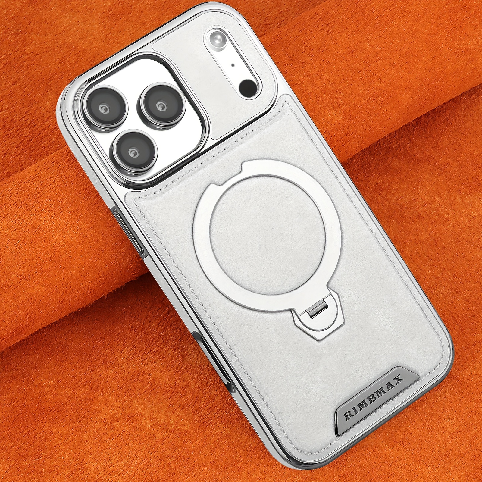 TEMU Phone Case: Kickstand Faux Leather Case For Iphone 17/16/15/14/13/12 Pro , Compatible With Magnetic Charger Wireless Charging, Rotatable Ring
