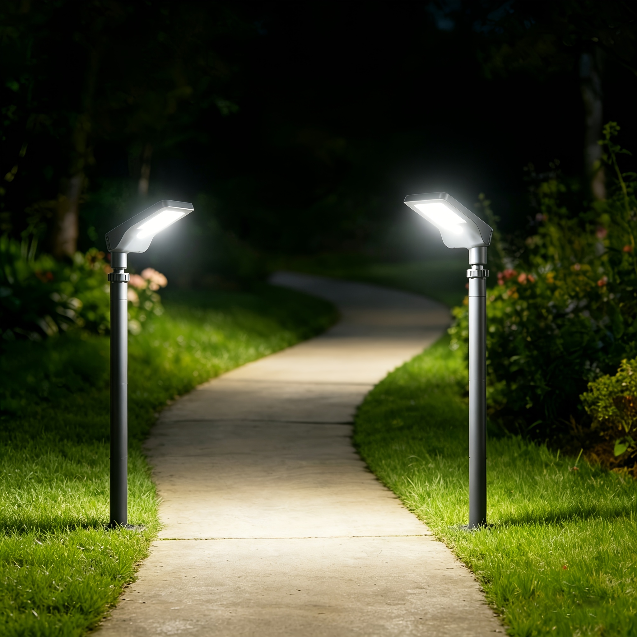 TEMU 1/2pcs Solar Outdoor Pathway Light With Adjustable Angle And Sensor, Suitable For Walkways, Driveways, , Gardens, Courtyards, , And Landscaping