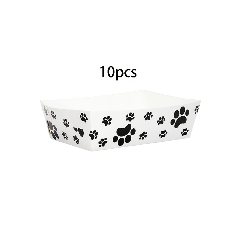 Image of Sets Of 10, 20, Or 50 Black Paper Trays Featuring Dog , Perfect For Serving Snacks Like Fries And Candy At A Puppy-themed Birthday Party Halloween Christmas Thanksgiving