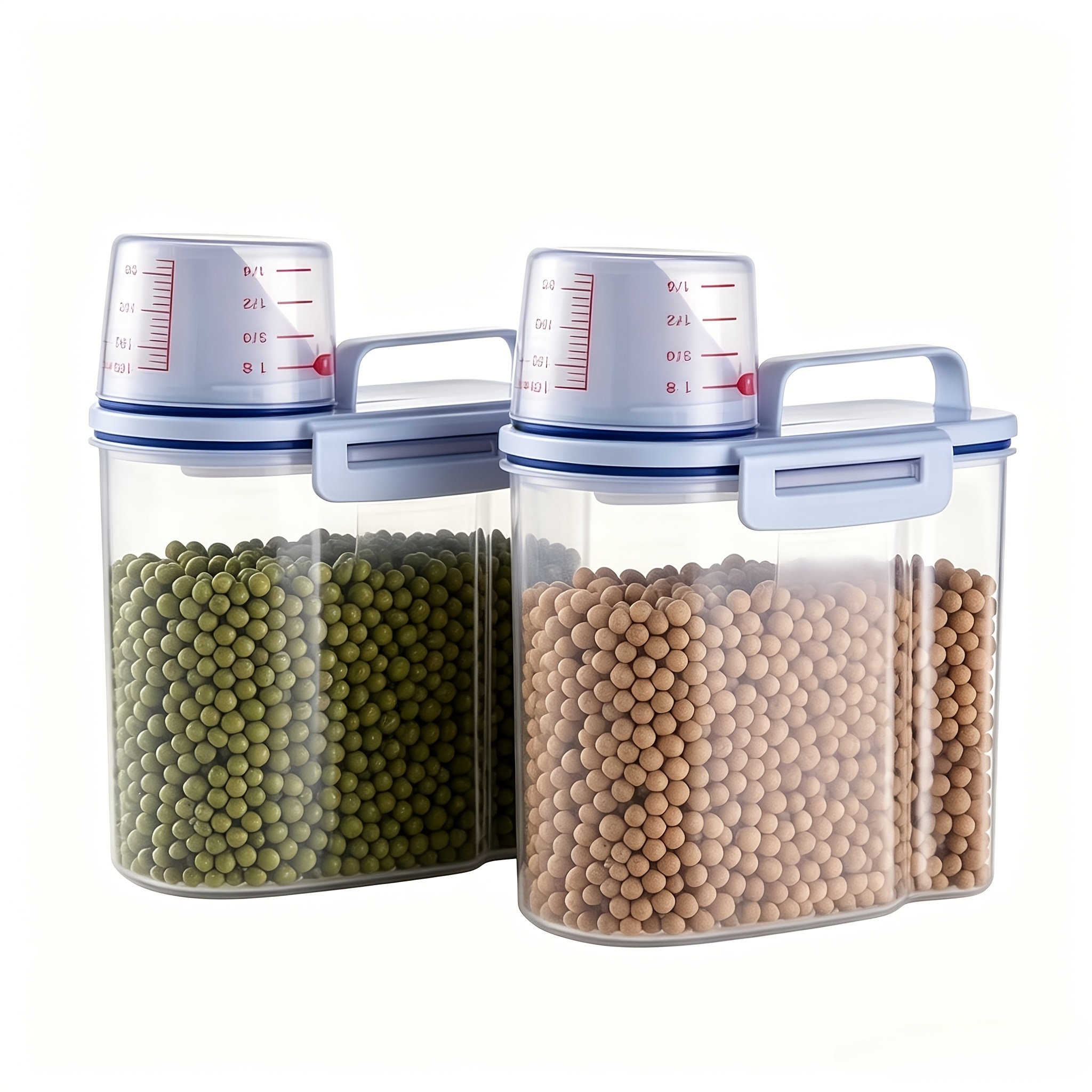 TEMU 4/2pcs Rice Sealed Dry Grain Storage Container Rice Storage Box Grain Container Dispenser, Thickened Plastic Transparent Food Storage Box With
