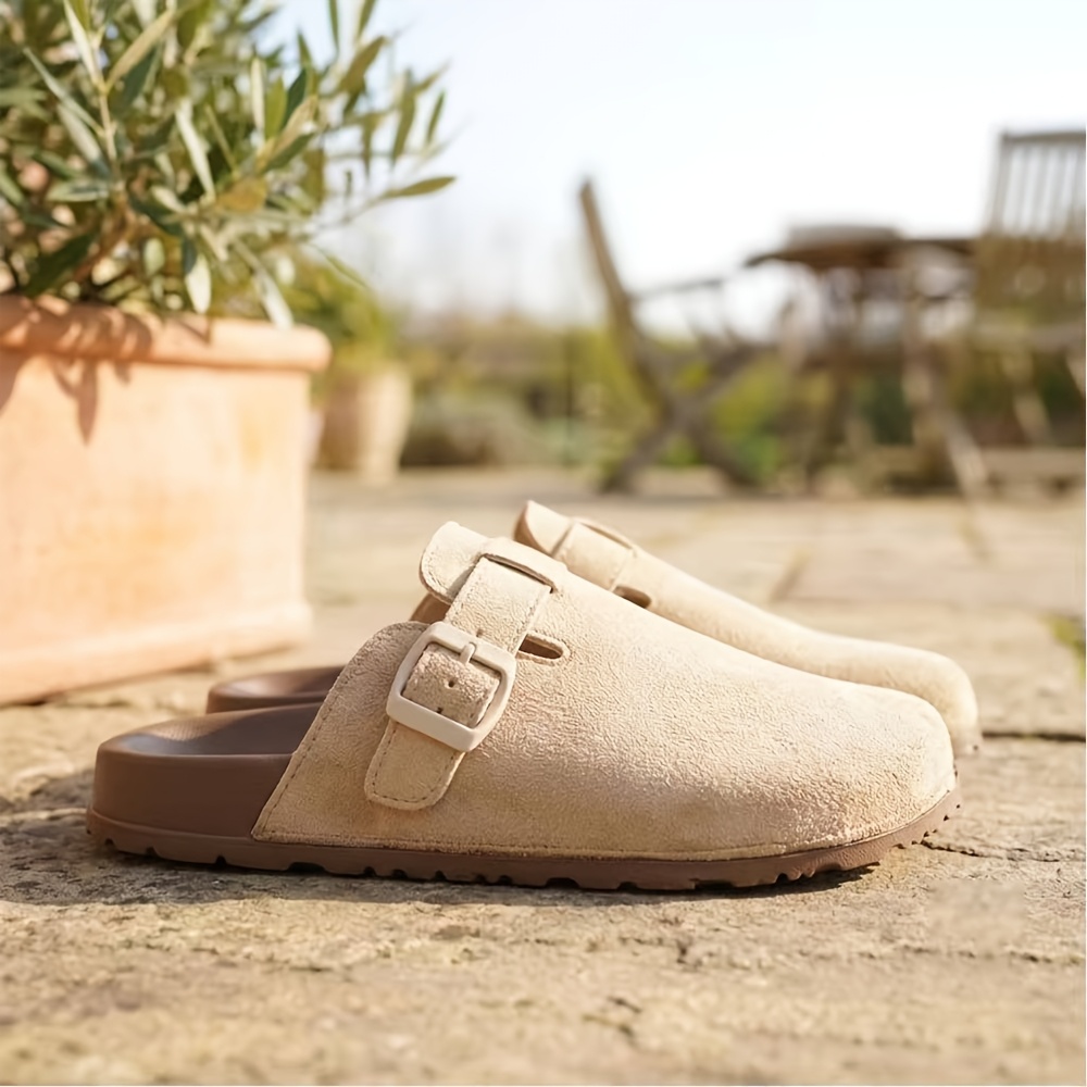 TEMU SMALLEYES Chaussures Mules Grande Taille à Bout Large pour Homme, Tige en Daim Vintage Multicolore, Chaussures de Sortie Décontractées pour de .
