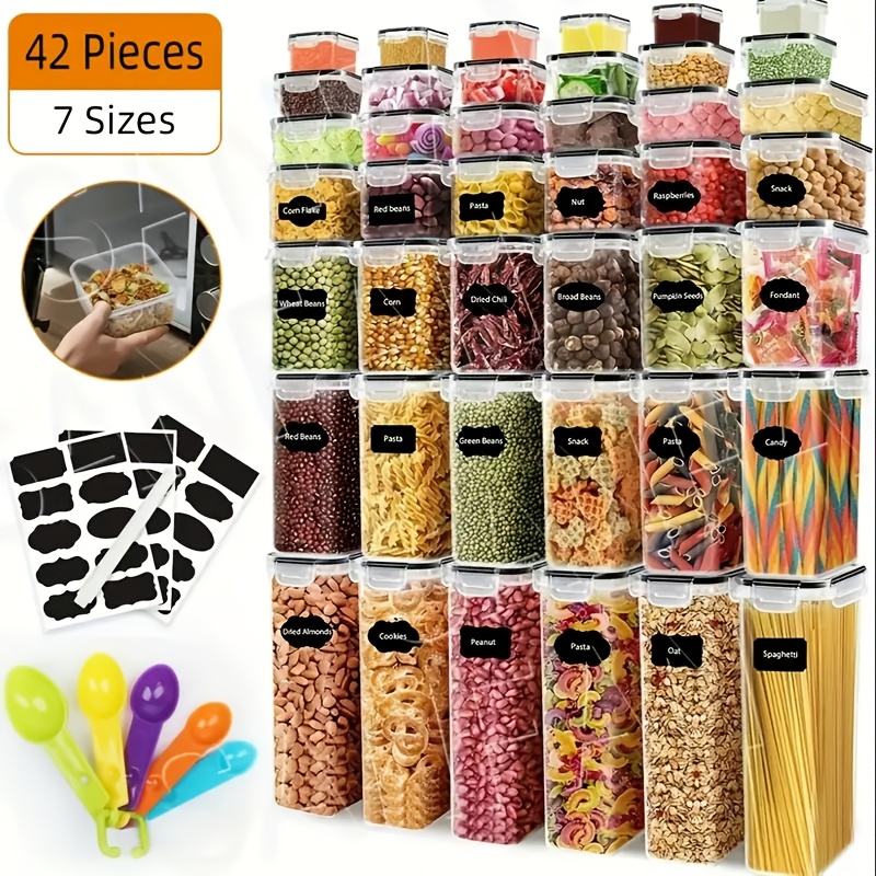 

84- Food Storage Containers Set - Bpa-free, -, , And -saving Organizers 42 And 42 , Includes Spoon, Labels, And Pen For And Pantry Organization