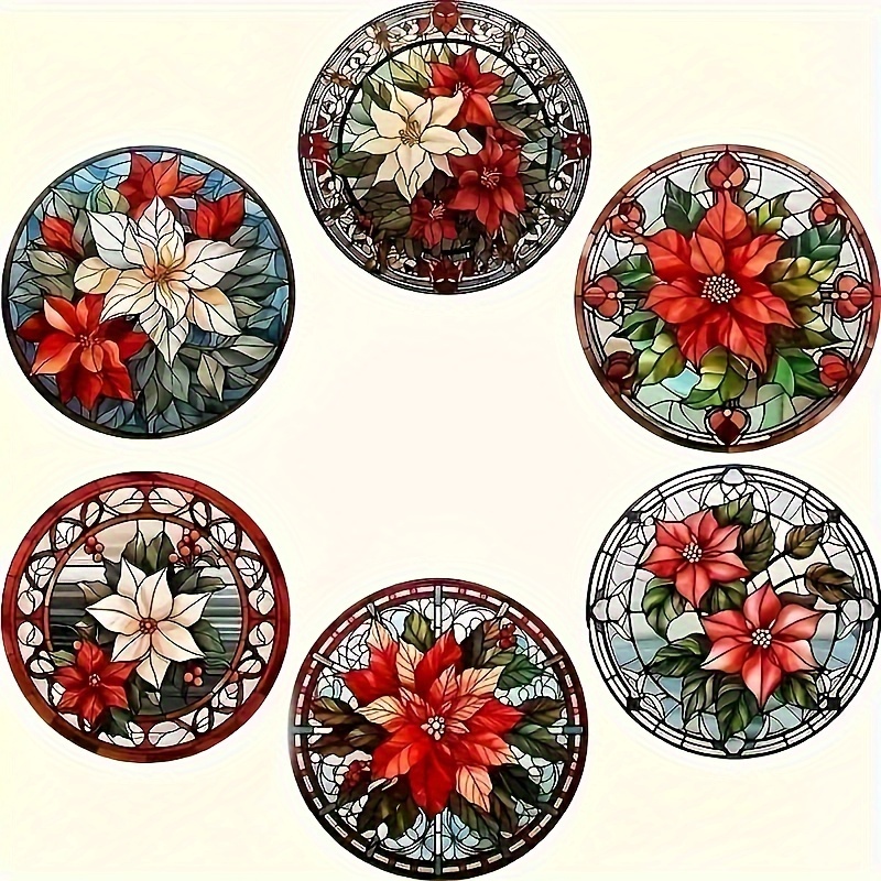 

6pcs Set Of Floral Coasters - Heat-resistant, Non-slip Drink Mats For Dining & Home Decor | Holidays, Themed Parties & Office