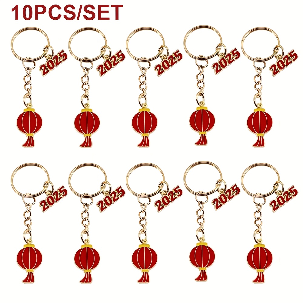 

10pcs Alloy Keychain Set With & 2025 Charms - Ideal New Year Gift For , Decorative Accessories With , Cute Keychain