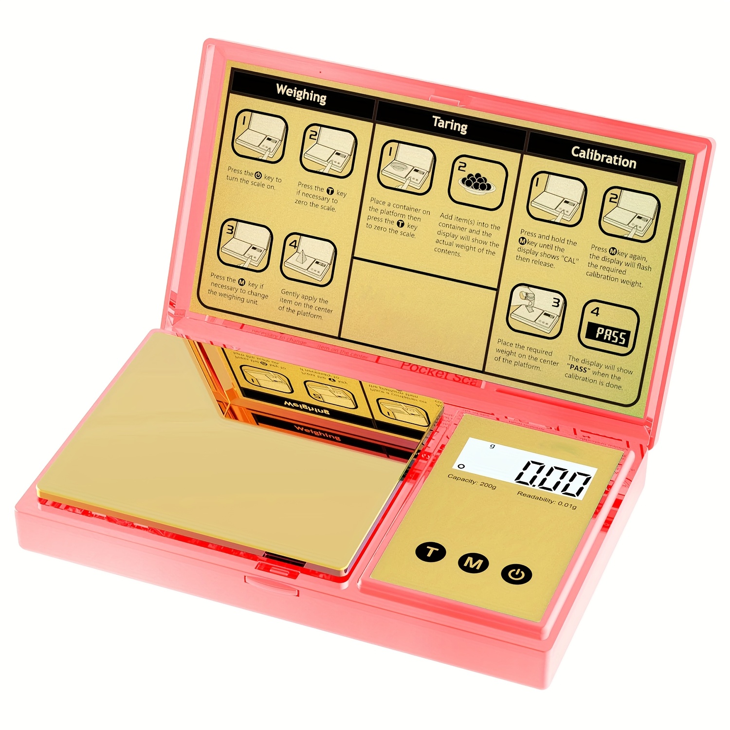 Digital Pocket Scale with LCD Backlit Display, 200g Precision