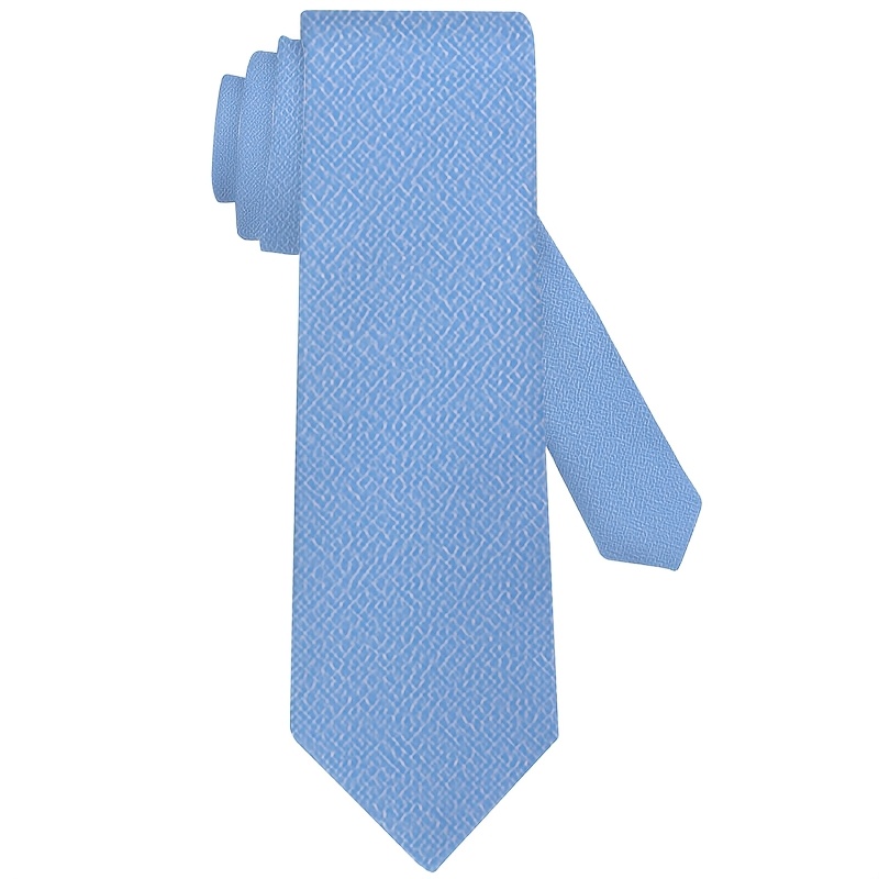 TEMU 1pc, Light Blue Fine Woven Textured Pattern Men's Tie, Stylish Design, Easy To Clean, Ideal Holiday Gift, Suitable For Business And Casual Daily