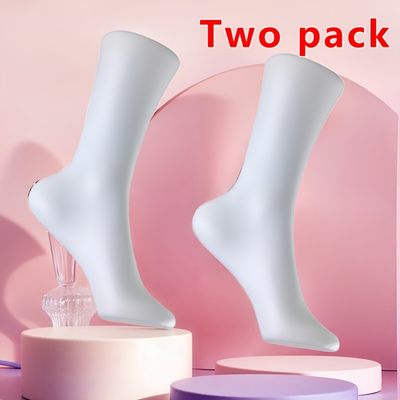 2pcs White Female Foot Mannequins - Realistic Ankle Sock & Shoe Display Stand For Jewelry, Ankle Chains, Retail Stores - Left & Right Pair