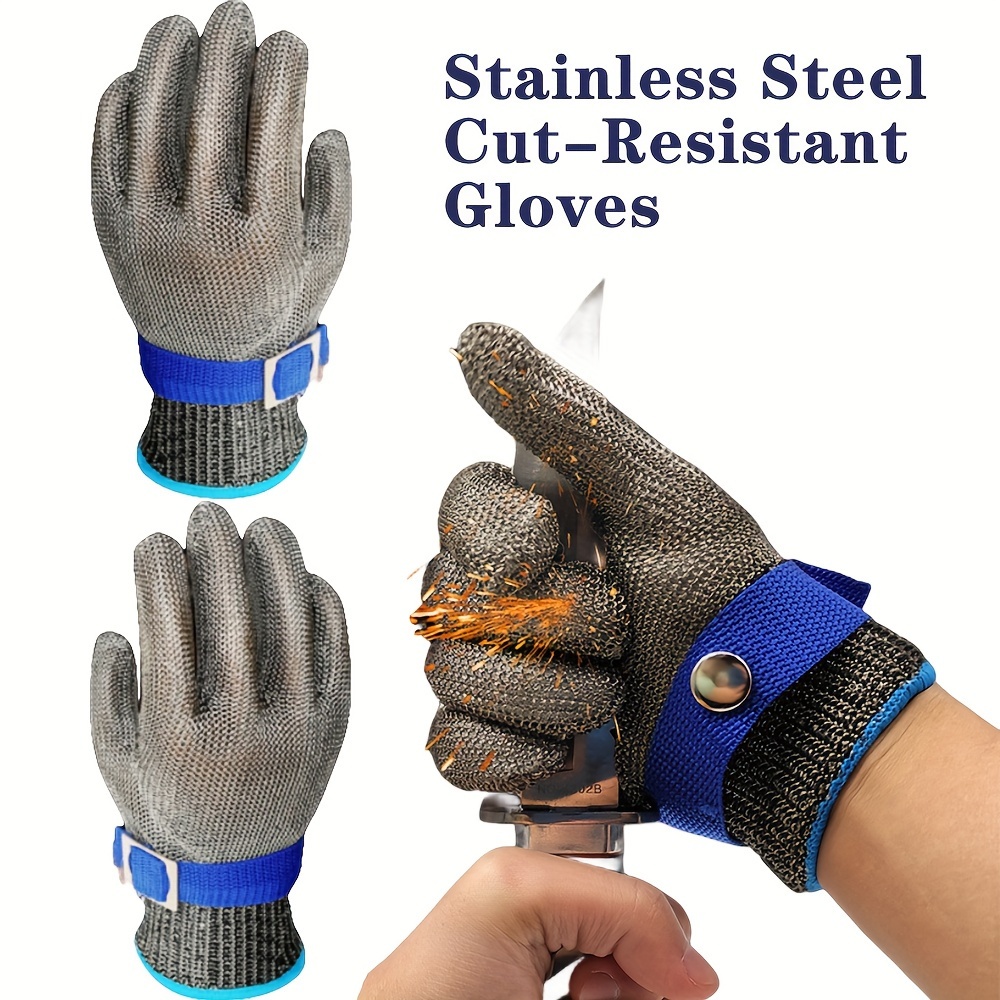 2pcs Stainless Steel Cut Resistant Anti-cut Glove Safety Work Protection  Tool Five Steel Wires