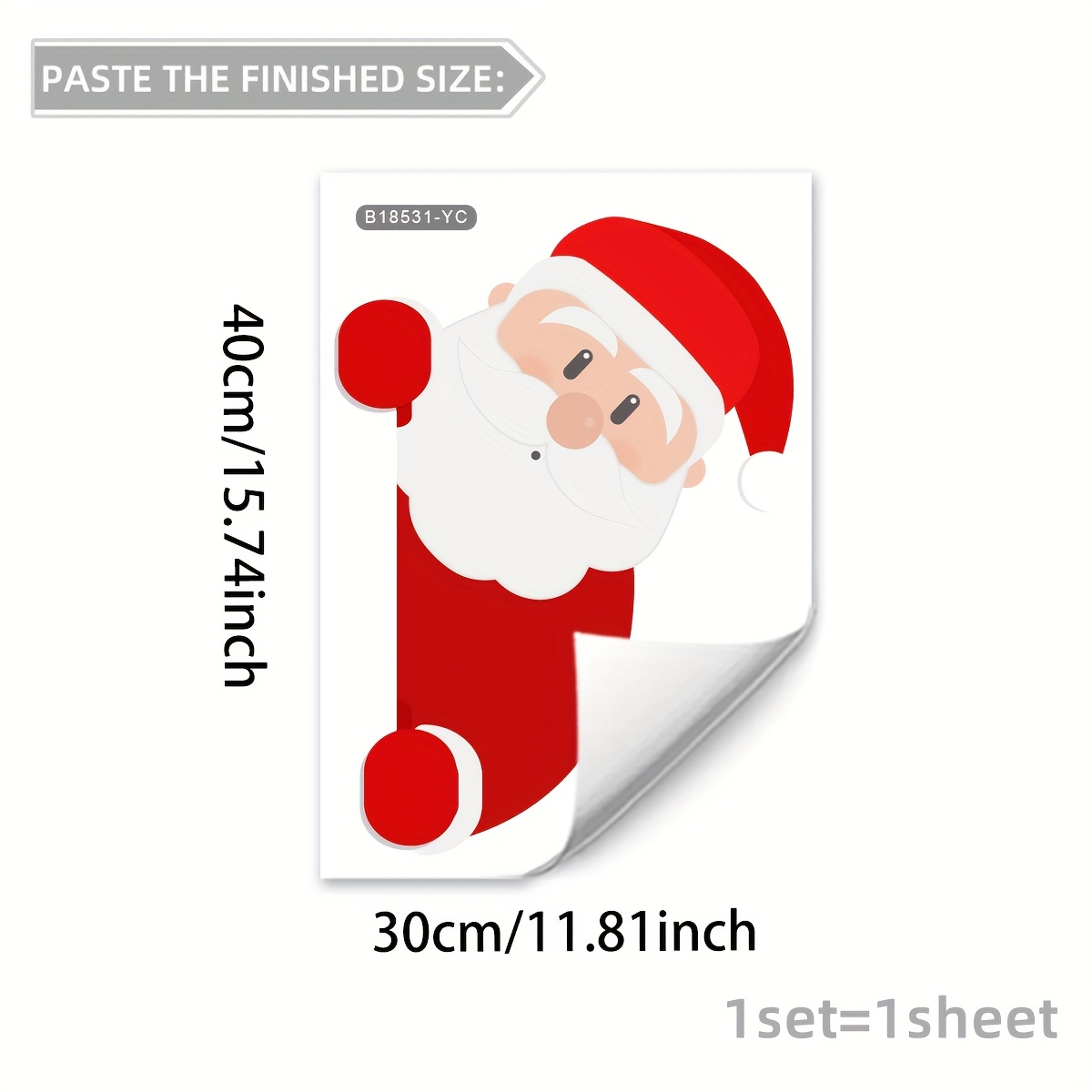 Image of A New Style Santa Claus Wall Sticker For The Bedroom Or Living Room, Perfect For Christmas Decoration, Self-adhesive Paper B18531