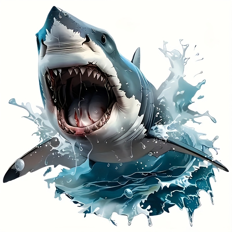 Image of 7inch Super Realistic Shark Head Vinyl Decal,car Sticker For Laptop, Bottle, Truck, Phone, Motorcycle, Window, Wall, Cup Decals