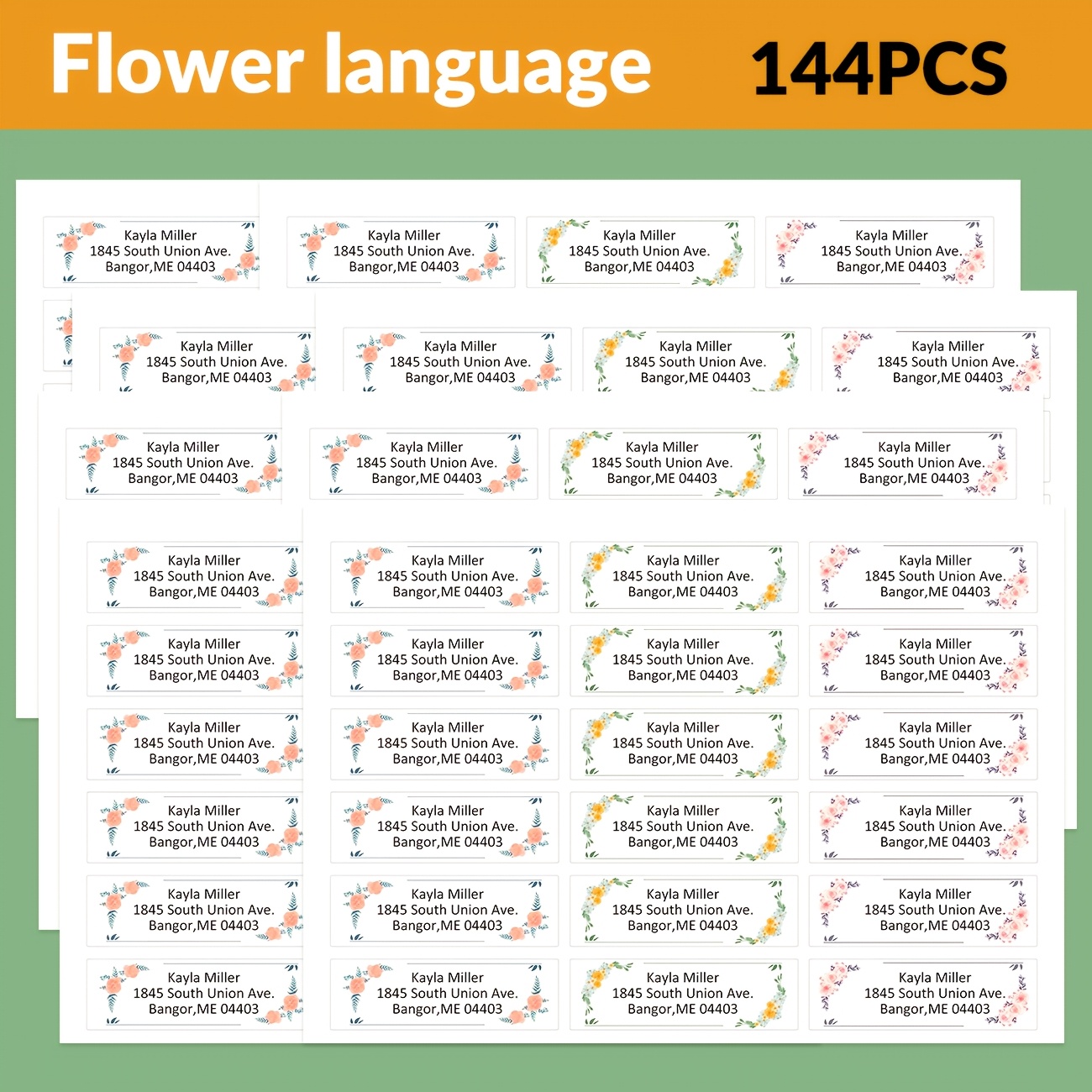 TEMU Étiquettes d'Adresse de Personnalisées, Étiquettes Plates, Petites Autocollantes Auto-Adhésives, Fleurs Colorées Petite Taille 2.5inx0.75in,