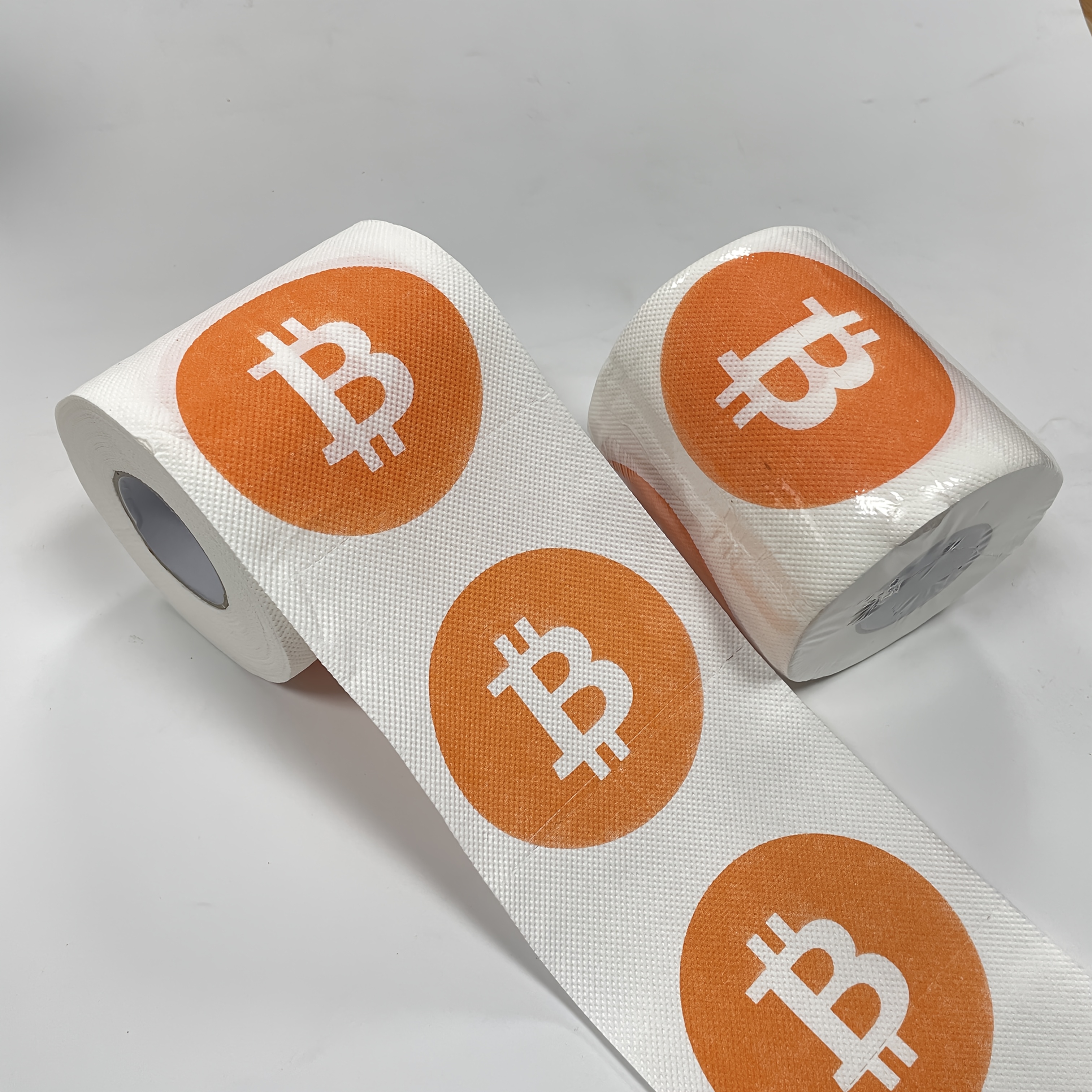 비트코인 패턴 프린트와 코어가 있는 1롤 페이퍼 타월, 재미있는 화장실 용지 롤, 친구 생일 선물