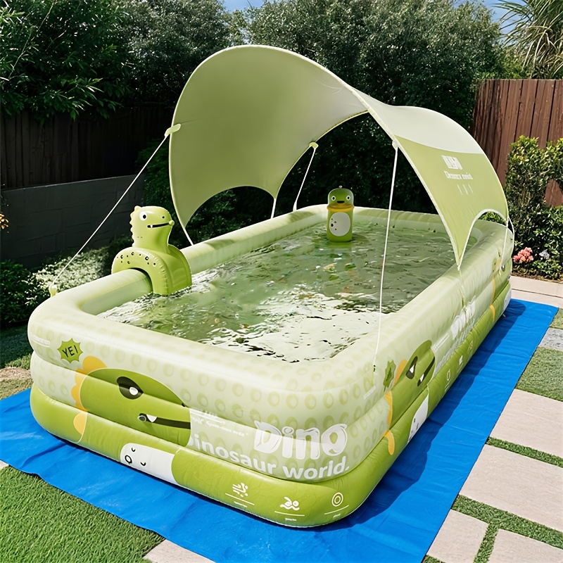 ainstsh large inflatable swimming pool with cute   pattern inflatable pool mat random   set   family water play and swimming backyard pool parties made of durable pvc material foldable for  