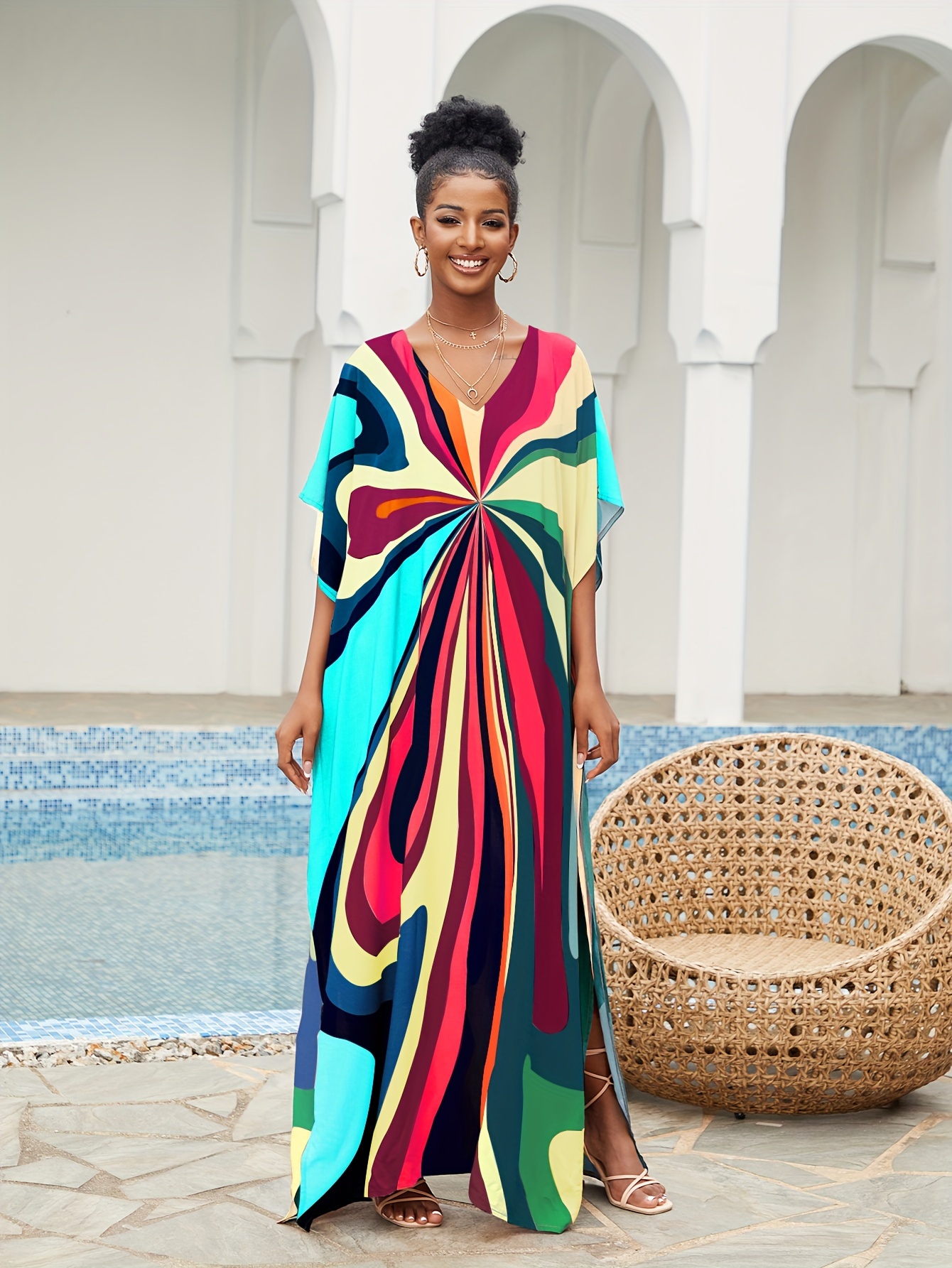 Kaftan Maxi Dress Plus Size Women's Bohemian Clothing Plus