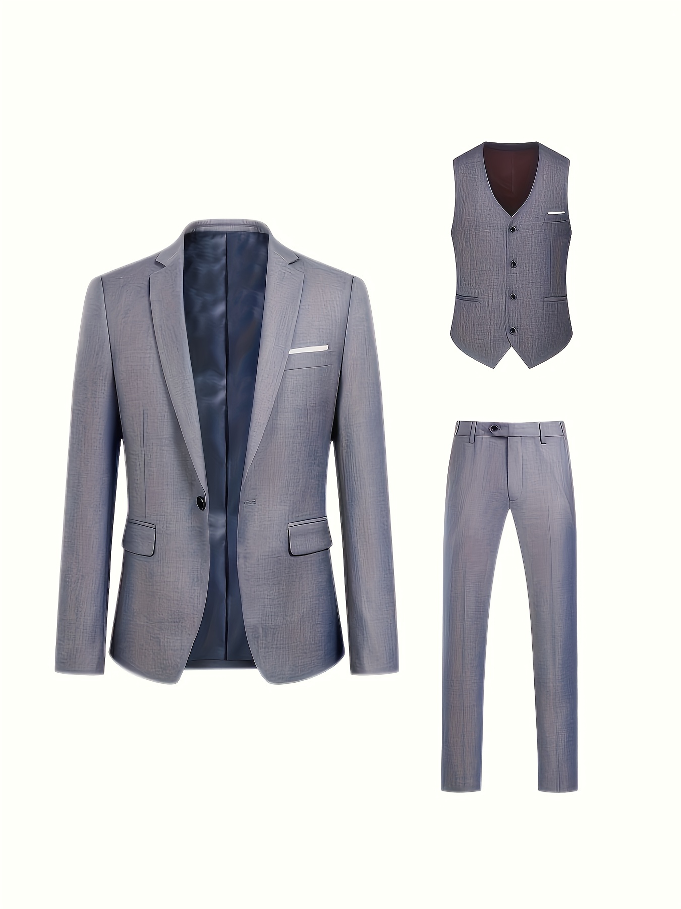 Men'S 3pcs Suit, Including a Blazer, Vest, And Trousers, Stylish And High-Quality.