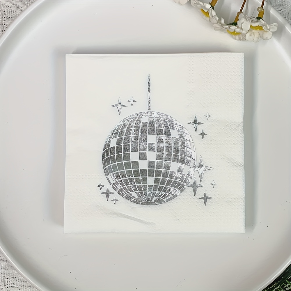 

20-pack Premium 2-ply Paper Napkins For Bar And Bat Mitzvah - Versatile, Season-neutral Disco Ball Design, Ideal For Family Gatherings, Birthdays, Parties, And Event Decorations