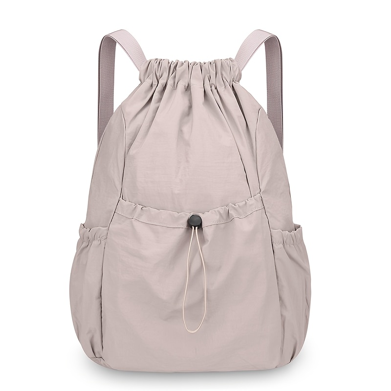 TEMU Solid Color Simple Lightweight Drawstring Women's Backpack Sports Hiking Bag Niche Travel College Student Schoolbag