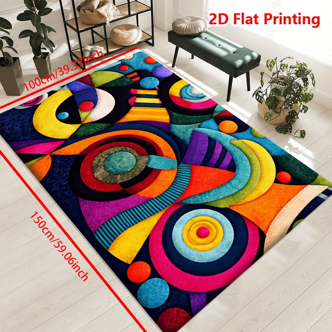 TEMU Commodity Item, Multi-functional Decorative Piece With Colorful Geometric Abstract Patterns, Made Of Flannel And 1cm Thick Sponge, Suitable For