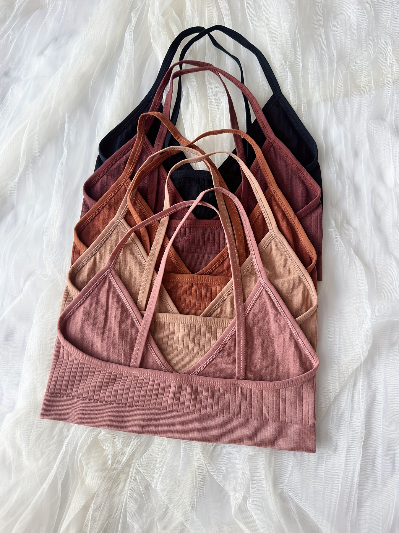 5 st. damers sömlösa ribbade trådlösa cross back - Temu Sweden