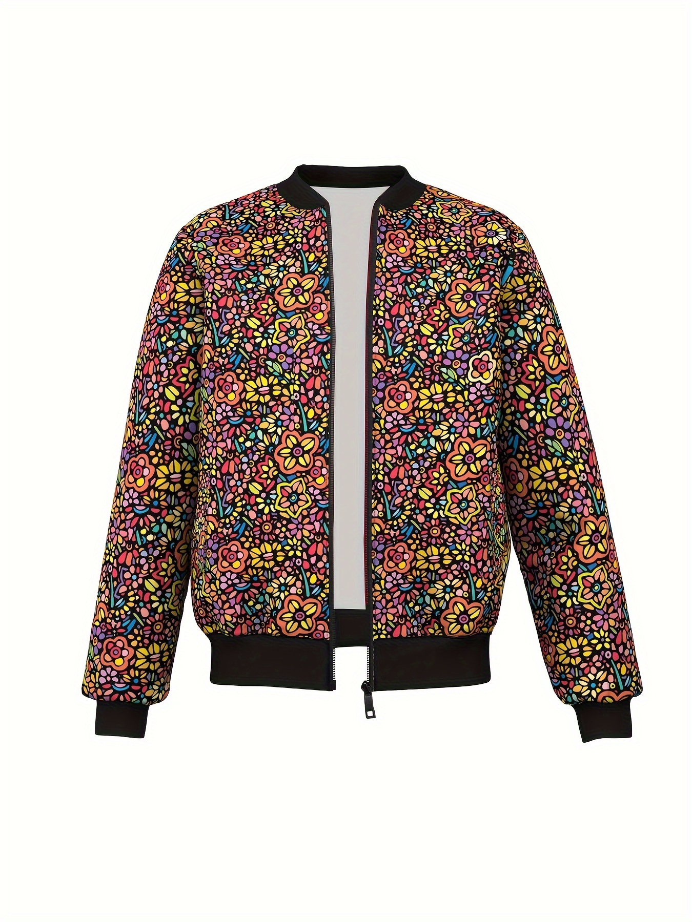 jaqueta casual masculina com estampa floral poliéster com Temu