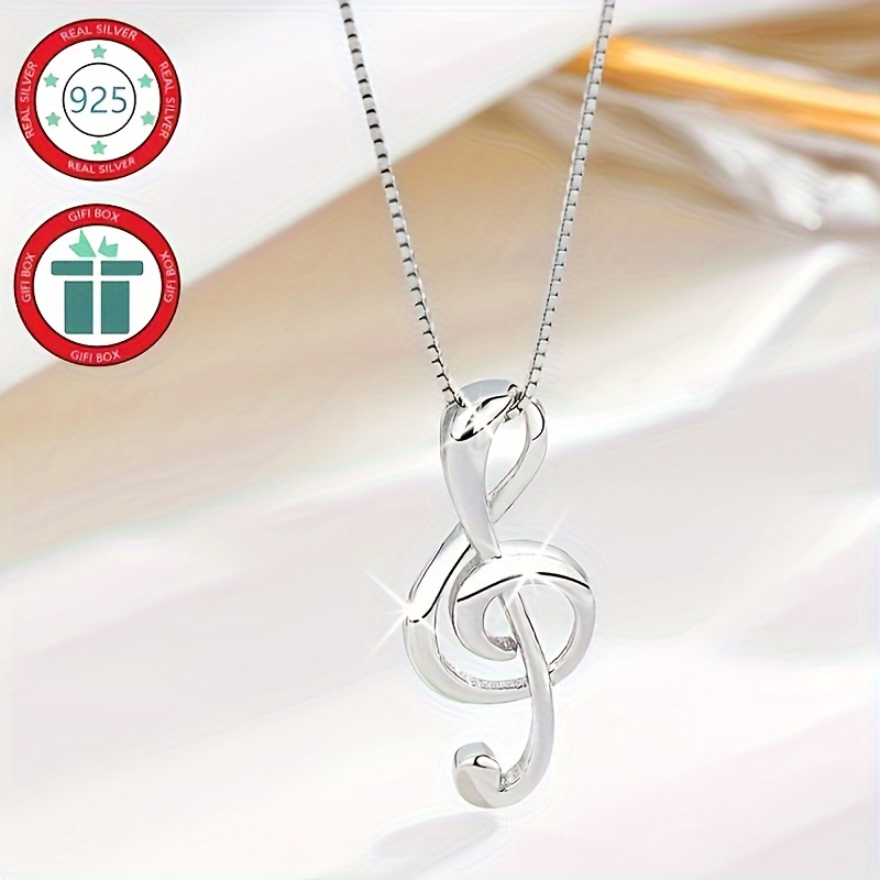 

S925 Sterling Silver Musical Note Necklace, Music Clavicle Chain, Fashion Jewelry