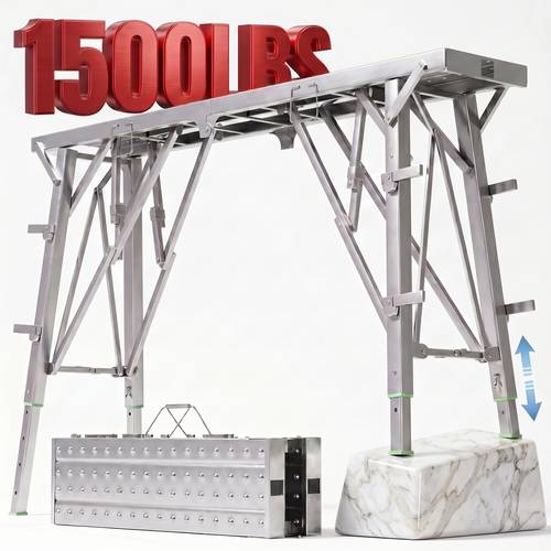 item picture 600 1500lbsportable foldable work platform scaffolding work stand ideal for home renovation rv cleaning and window washing great for outdoor use gloves included