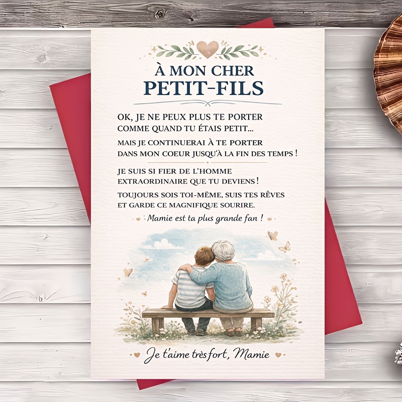 TEMU 1 carte de vœux de la au grand-enfant, contenant des vœux sincères pour les anniversaires et des diplômes, un souvenir plein et d'encouragement,