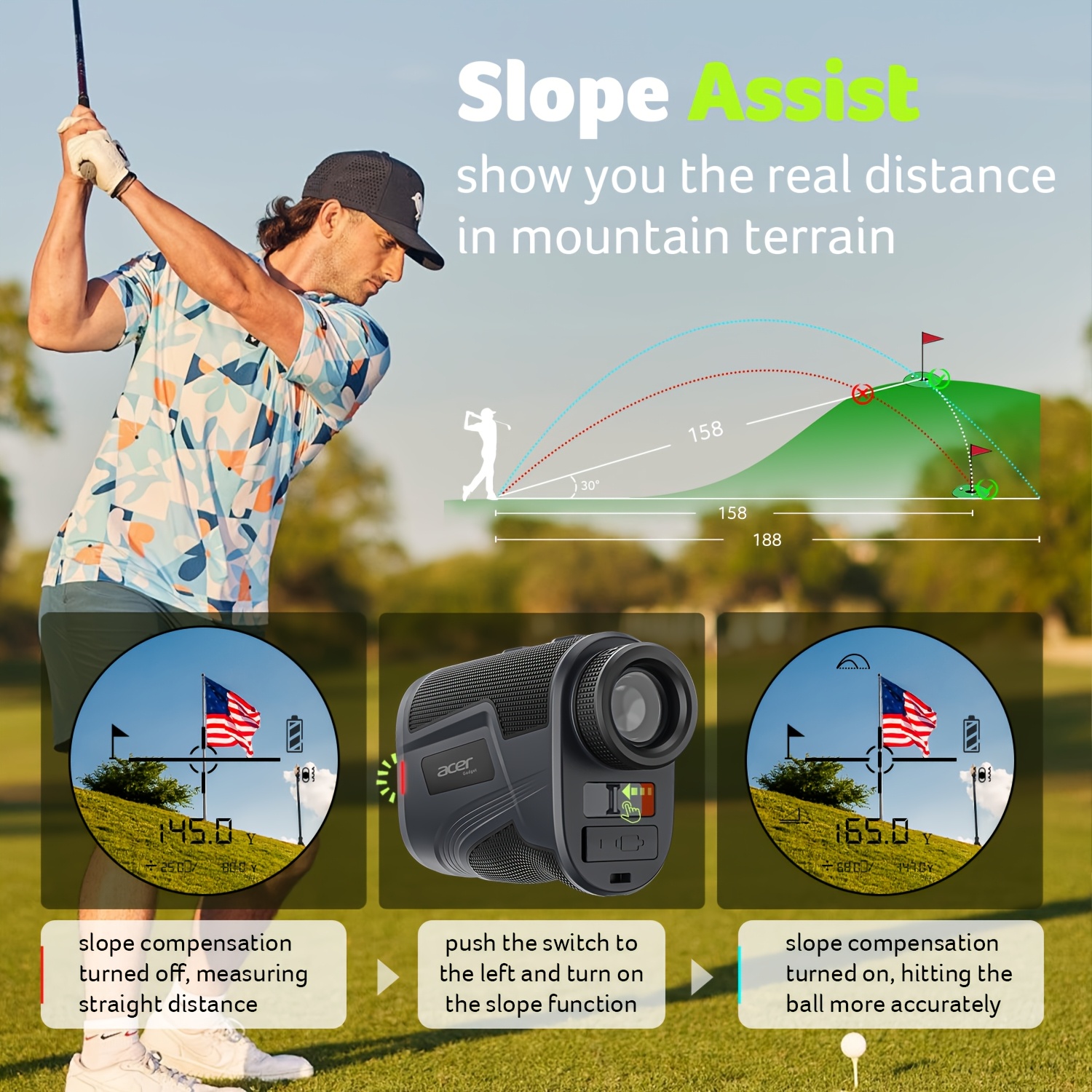 Segmart Laser Golf Hunting Rangefinder For Golfers, 7X Magnification Clear View 900 Yards Laser Range Finder, Slope Measurement, Continuous Scan, Best Gift For Father Adult