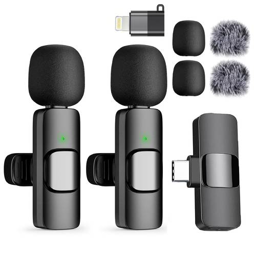 for lightning iphone ipad usb c cordless clip on wireless lavalier microphone clip microphone audio video recording live streaming interviews