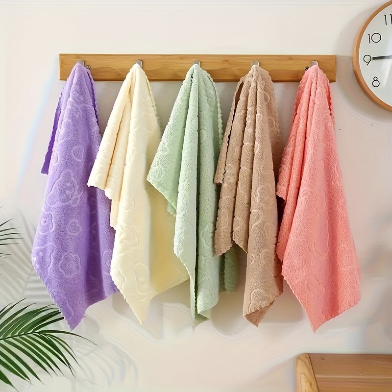 Set of 5 Cute Cartoon Floral Embossed Towels, Soft Absorbent Quick Drying Face Towels, High-End Gift Towels for Men And Women, Bathroom And  , Living Room, Bedroom, Bathroom Polyester Fabric, Space Theme Weave High Quality Towels for Ho