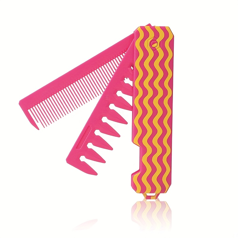 E-shop Tragbarer Reise-Faltkamm-Bürste, faltbarer Kamm, Doppelkopf-Taschenfaltkamm-Set, geeignet für Männer Frauen, Weihnachtsgeschenk