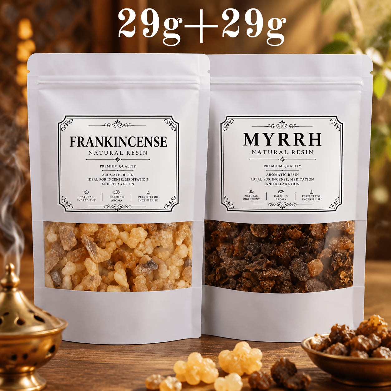TEMU Natural Frankincense Resin And Resin Combination Pack, Aromatic Resin Particles, Suitable For Incenses, Home Fragrance, Meditation, Yoga, Tea
