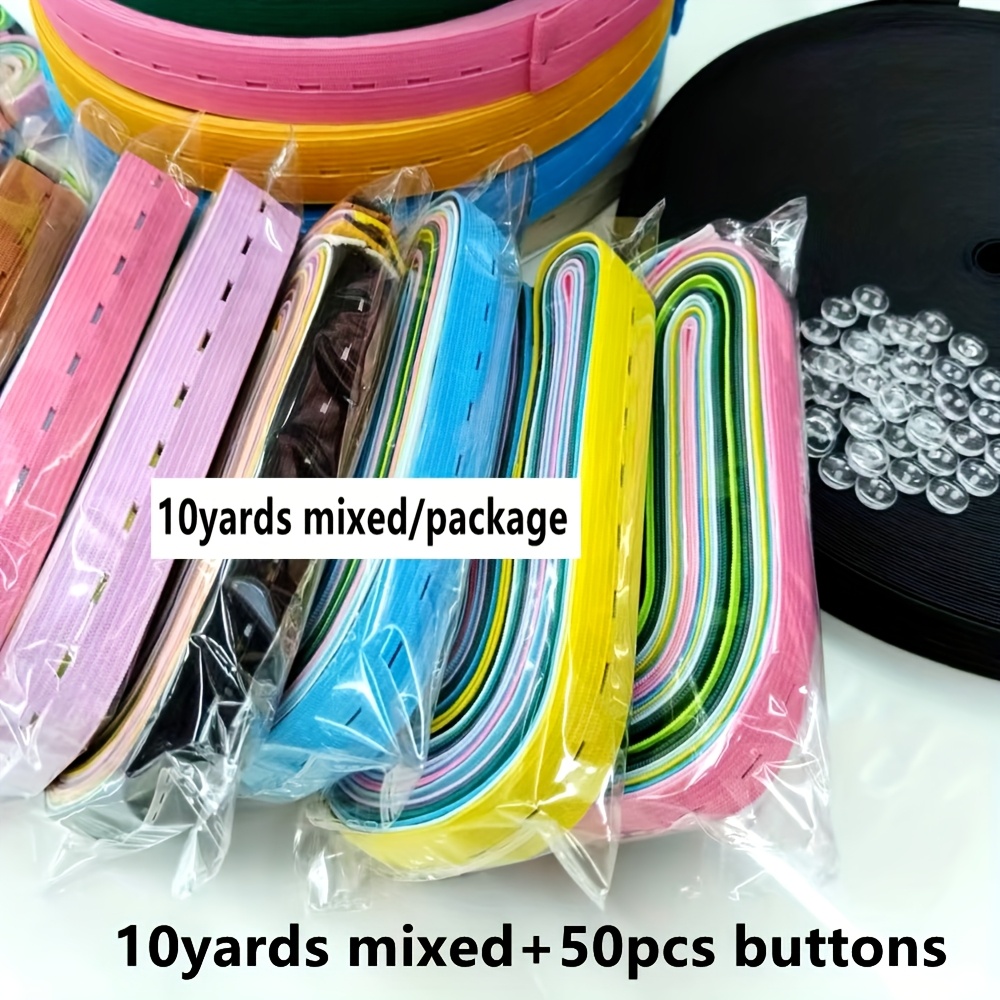 2cm Wide Multicolor Adjustable Buttonhole Elastic Band Stretch Band Mixed Colors Random Trousers Bag Clothing Sewing Supplies