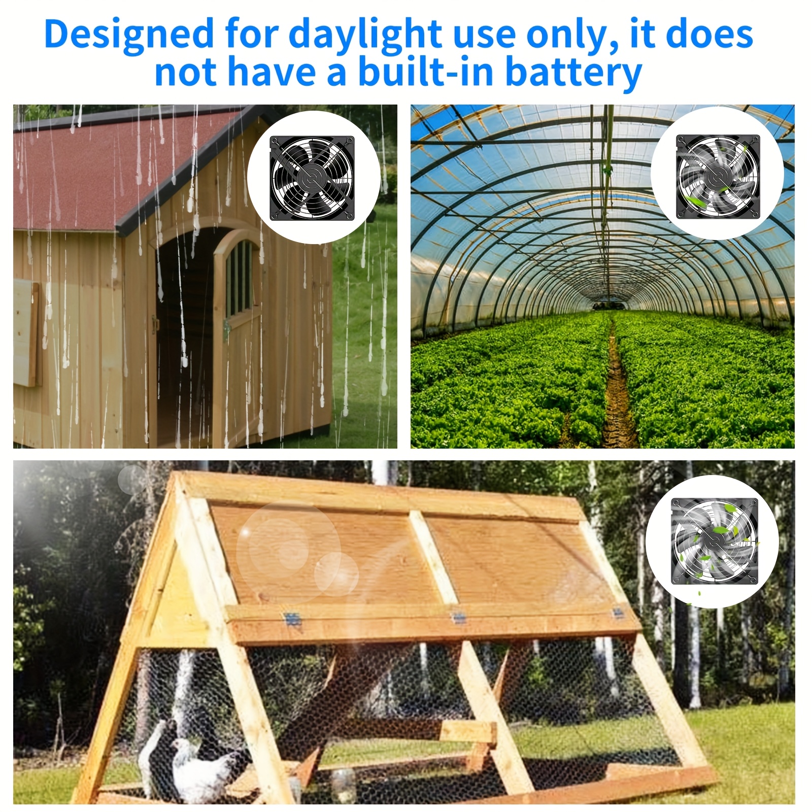 Solar-Powered Dual Fan Ventilation Kit, Low Noise Plastic Air Circulation System for Chicken Coop, Shed, Attic, Greenhouse - No Battery Required