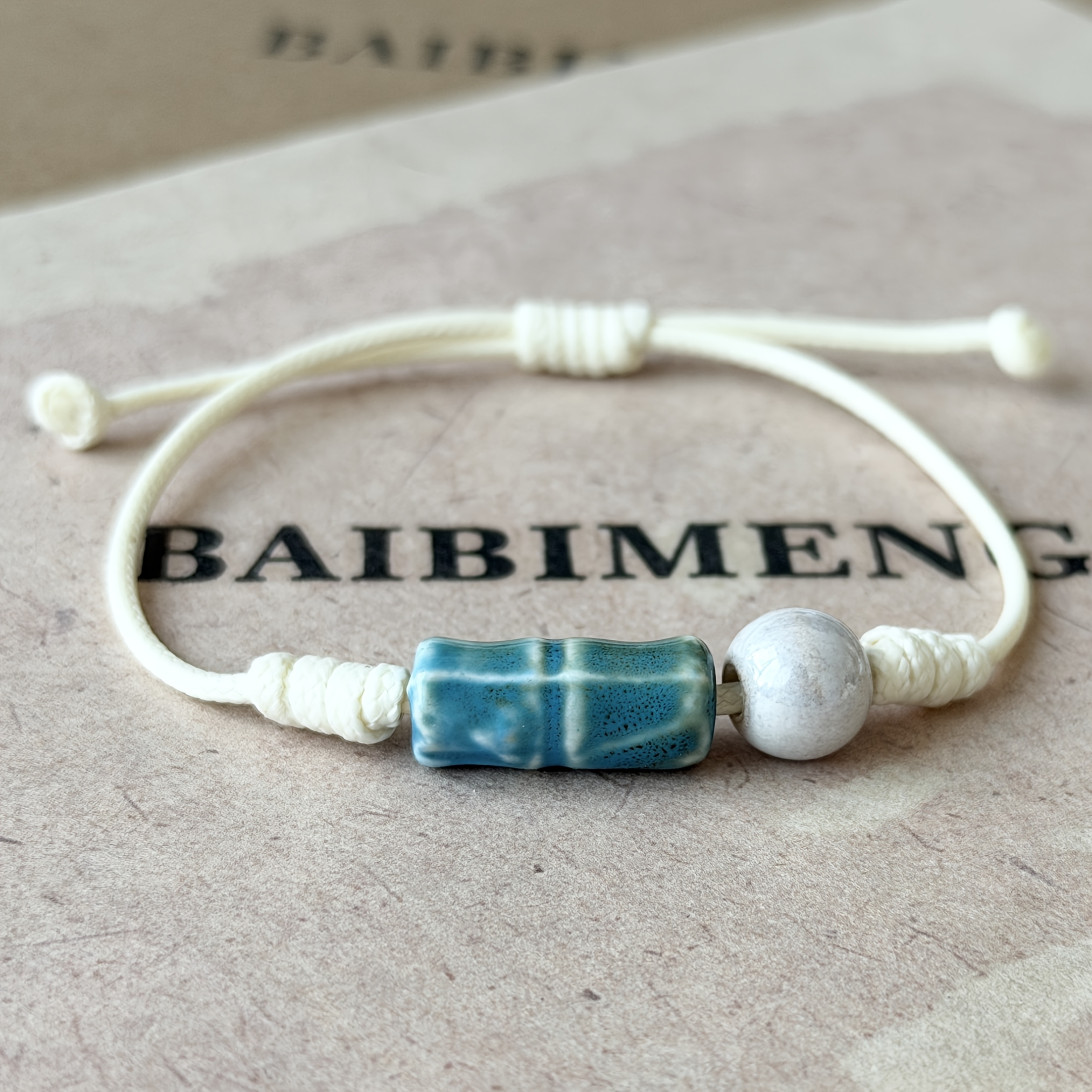 TEMU Bracciale regolabile da donna in bamb羅 blu intrecciato a , versatile i , idea regalo per le feste