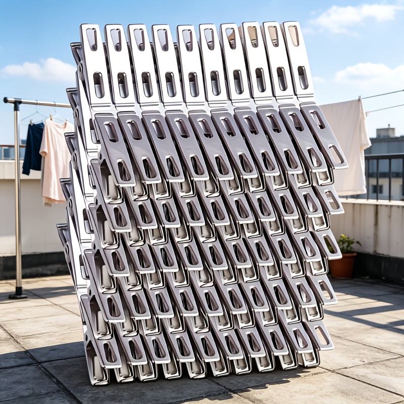 TEMU 108pcs Heavy-duty Stainless Steel Clothespins | Non-slip Laundry Clips, Rust-resistant, For Indoor Outdoor Drying | Durable Metal Grippers, For