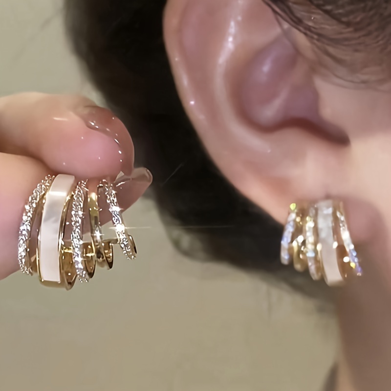 Um Par de Brincos Elegantes Estilo Francês - Design em Liga Dourada para Mulheres, Ideal para Uso Casual, Férias e Casamentos, Brincos Fofos