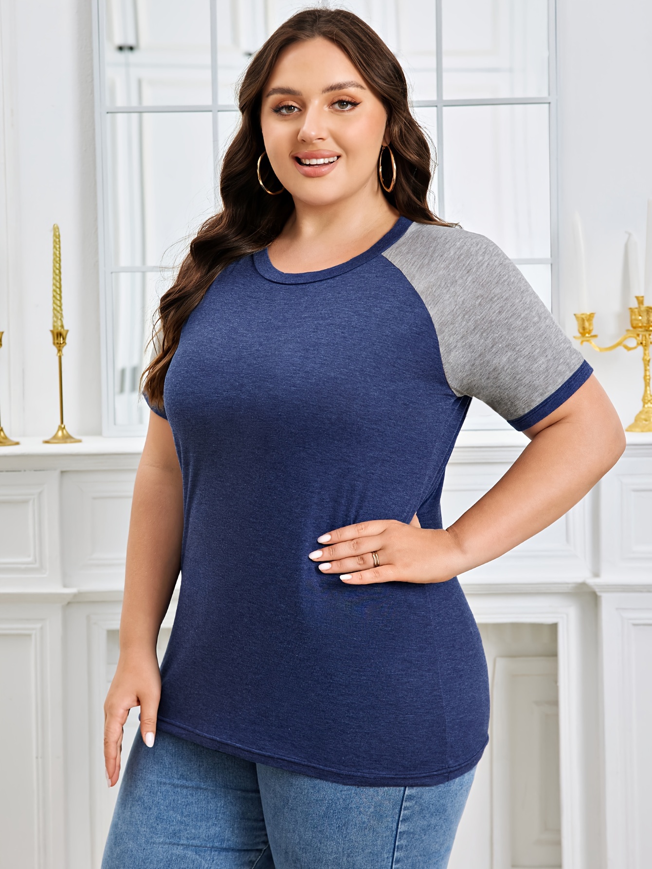 Navy blue plus size shirt hotsell