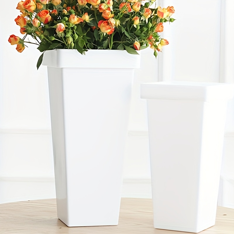 

1pc Plastic Flower Bucket For Fresh And Dried Flowers - Hong Style, Ideal For Home And Use, Pvc Material