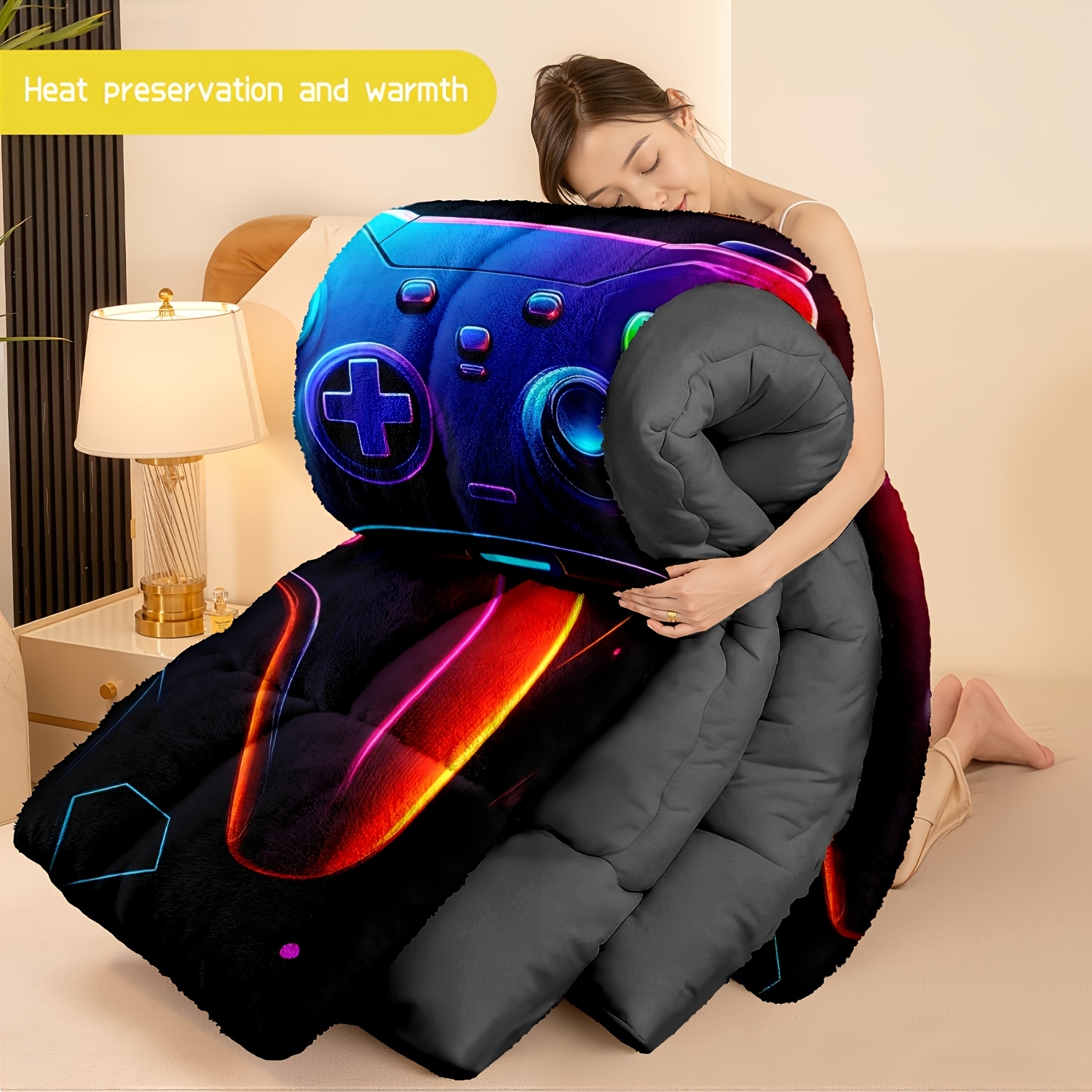 TEMU 3 pièces (1 couette + 2 taies d'oreiller) Ensemble de couvre-lit et chaud hypoallergénique pour toutes , aux plis et à la décoloration, taille