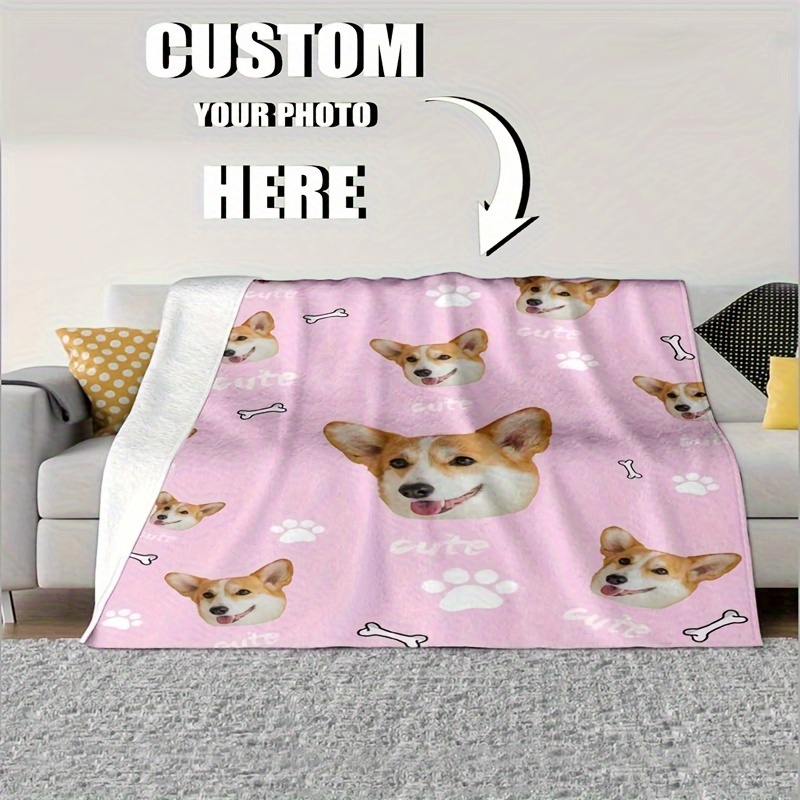 

Personalized Custom Photo Corgi Dog Print Flannel Throw Blanket, Contemporary Printing, Comfort, No Embellishment, Special Customizable Gift, 100% Polyester, 200-250gsm, In Sizes