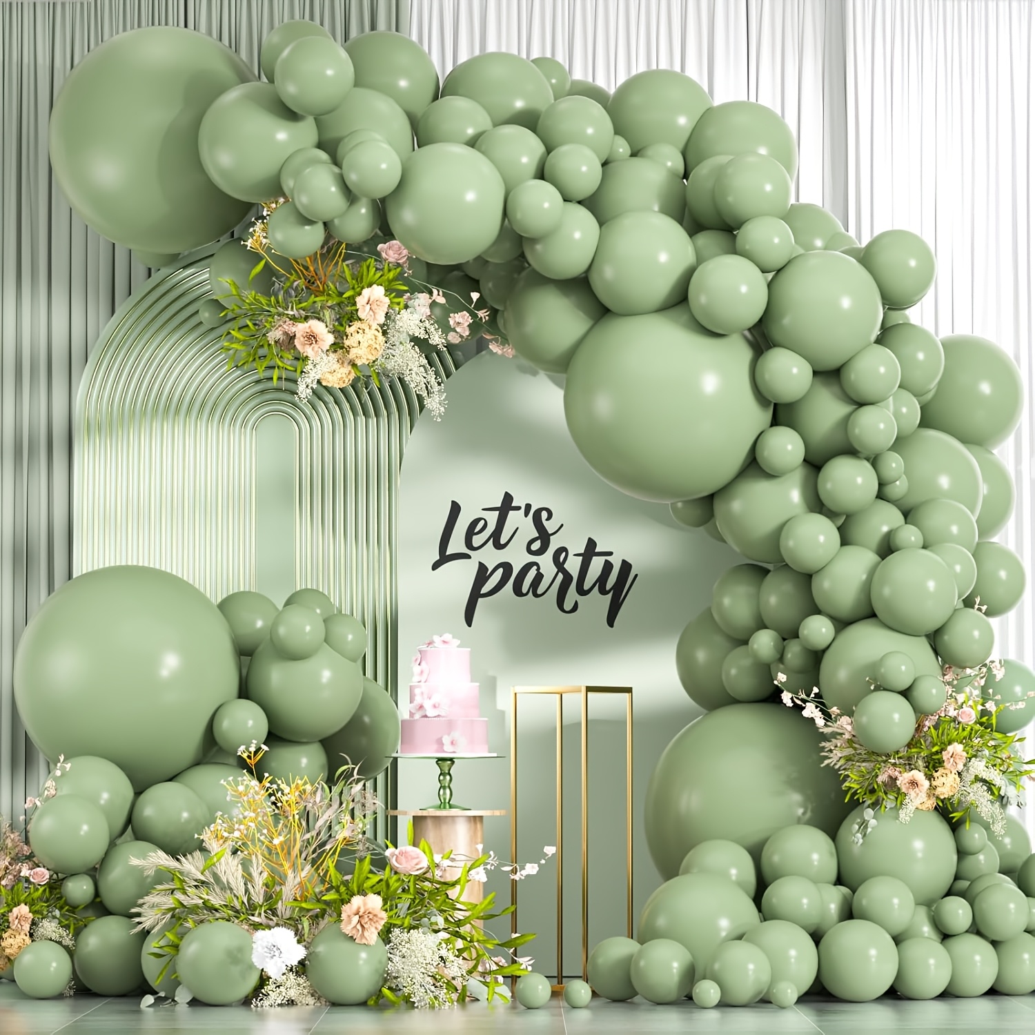 TEMU 114 globos de diferentes tamaños, 18 12 10 5 pulgadas, kit de de guirnalda de globos de aceitunas para decoración de boho de de ducha de bosque