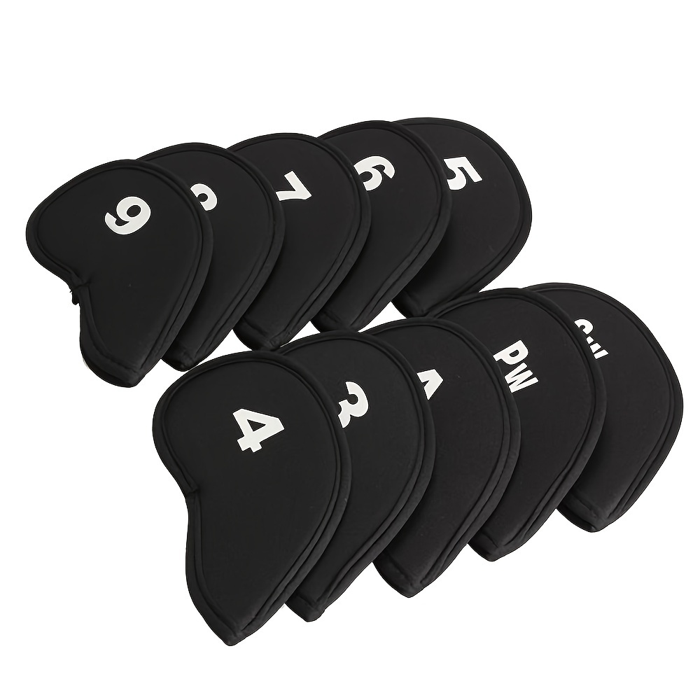 

Kaiersn Set Of 10 Golf Head Covers - Polyester Protective Socks With Closure For Golf Club Protection - Ideal For Thanksgiving, Christmas, Halloween Golf Accessories - Black/red/blue