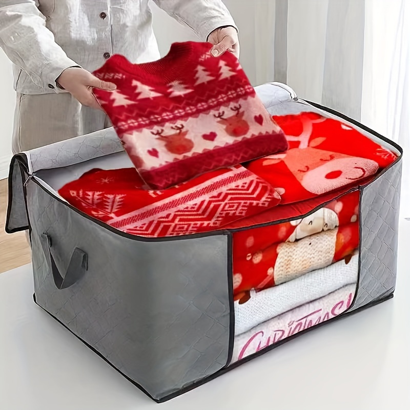 

Foldable Extra Large Storage Bag, Blanket Bedding Comforters Organizer, Packing Cube For Quilt Clothes Christmas/ Gift