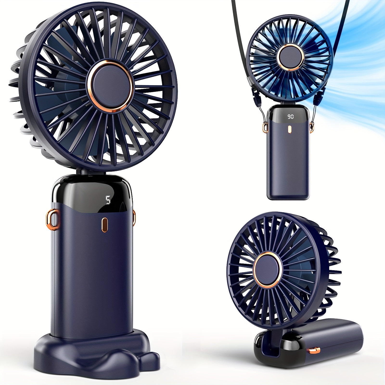 Tradineur - Mini ventilador portátil recargable con soporte