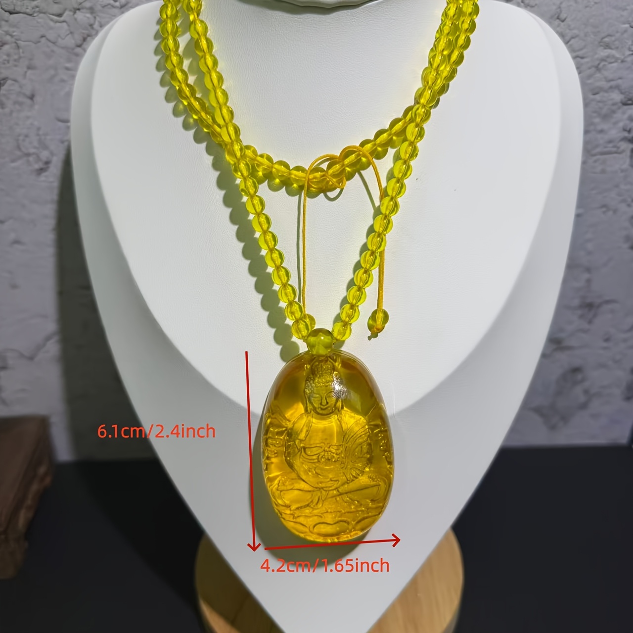 Elegant Amber Buddha Inner-Carved Heart Sutra Pendant Necklace