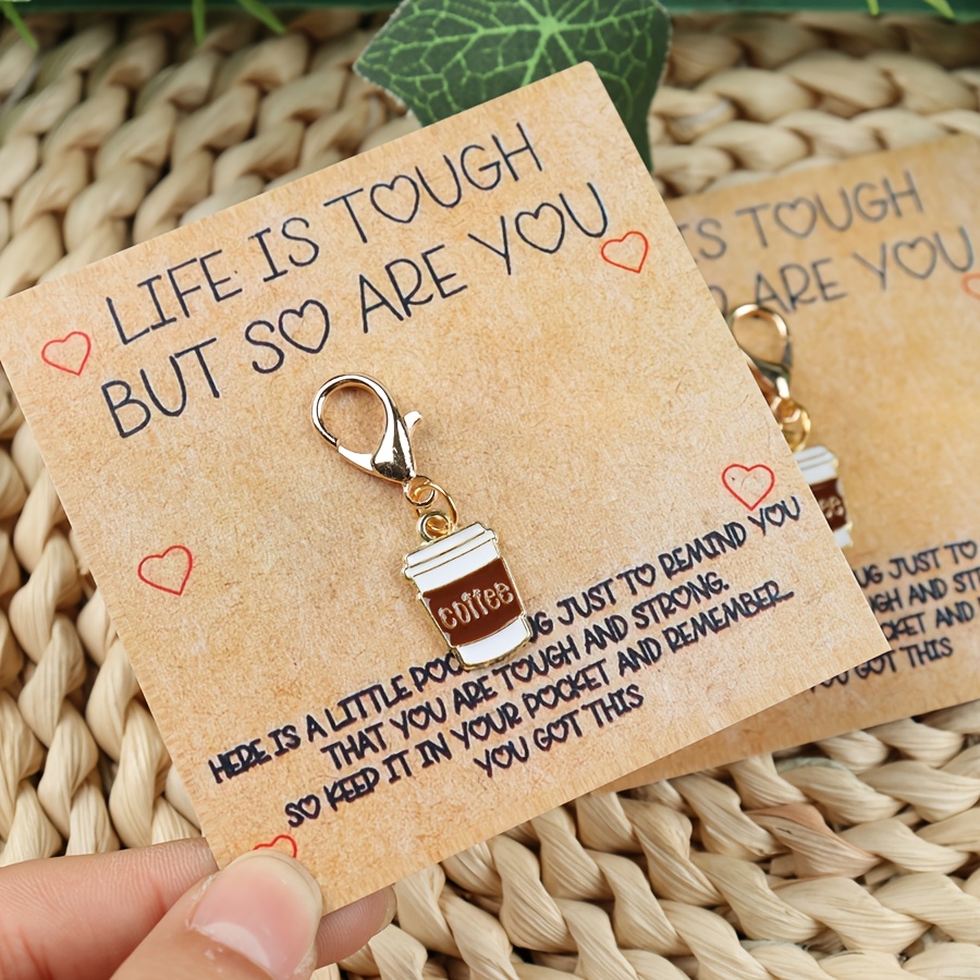 

Tough-but So Are You! Coffee Cup Keychain - Mini Bag Pendant, Poetry Card, Funny Purse Accessory, Back To Gift, Birthday Gift Idea - 1pc\2pcs